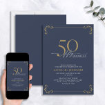 50 & Fabulous Blue & Gold Calligraphie Geburtstag Einladung<br><div class="desc">Es ist dein besonderer 50. Geburtstag, und es ist Zeit zu feiern! Will du, den besten Bash in der Stadt zu werfen? Mit diesem 50 & Fabulous Blue & Gold Calligraphy Birthday Invitation starten Sie mit dem höchsten Stil. Es wird sicher sein, den Ton für eine glamouröse Feier Set. Diese...</div>
