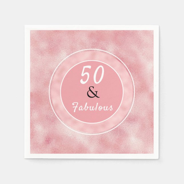 50 & Fabulous Blush Pink Elegante Typografie Serviette (Vorderseite)
