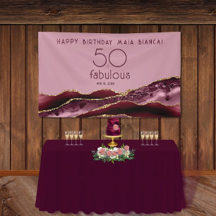 50 & Fabulous Burgundy Pink 50. Geburtstag Banner
