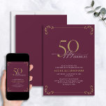 50 & Fabulous Burgundy White & Gold Geburtstag Einladung<br><div class="desc">Es ist dein besonderer 50. Geburtstag, und es ist Zeit zu feiern! Will du, den besten Bash in der Stadt zu werfen? Mit dieser 50 & Fabulous Burgundy White & Gold Kalligraphie zum Geburtstag laden Sie ein, mit dem höchsten Stil zu beginnen. Es wird sicher sein, den Ton für eine...</div>