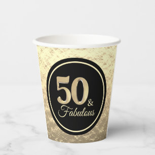 50 & Fabulous Classy Gold Pappbecher