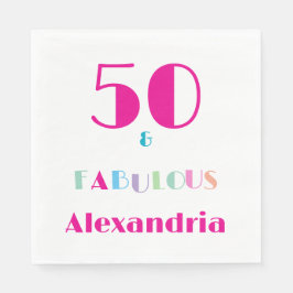 50 & Fabulous Colorful Modern Birthday Invitation Serviette