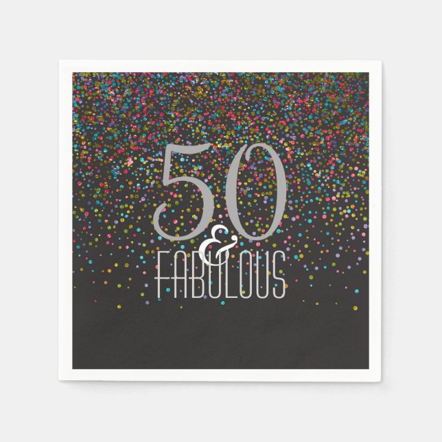 50 & Fabulous Confetti Dots Elegant 50. Geburtstag Serviette (Vorderseite)