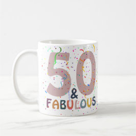 50 & Fabulous Confetti Pink Moderne Typografie Kaffeetasse