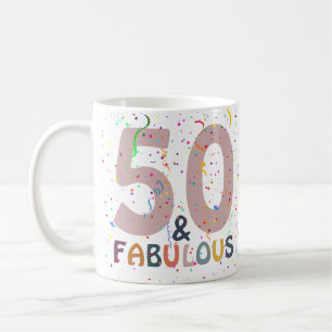 50 & Fabulous Confetti Pink Moderne Typografie Kaffeetasse
