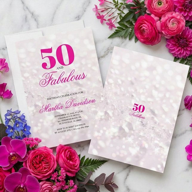 50 & Fabulous Crystal Glam Feier Einladung (50 & Fabulous Crystal Glam Celebration Invitation)