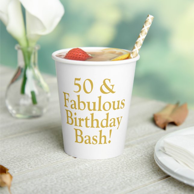 50 & Fabulous Customizable Gold Pappbecher (In Situ)