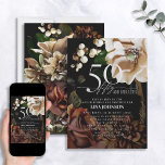 50 & Fabulous Dark Moody Neutral Magnolia Floral Einladung<br><div class="desc">Feiern Sie Ihren 50. Geburtstag stilvoll mit dieser wunderschönen 50 & fabelhaften Dunkelmoody Neutral Magnolia Floral Einladung. Wo Raffinesse und feminine Lebensfreude aufeinander treffen, präsentiert sich dieses schöne Layout mit üppigen Terrakotta-Blüten, die in der Zeit eingefroren sind, und einem Luxus in Form neutraler Erdtöne. Gestalten Sie Ihre Einladung ganz individuell,...</div>