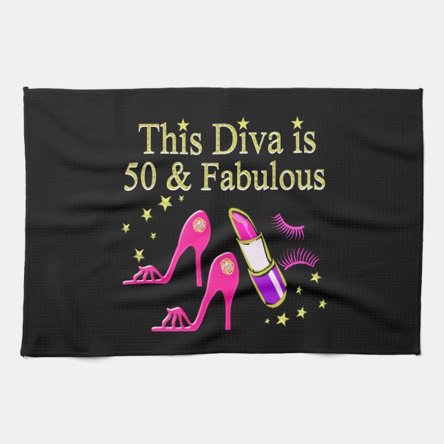 50 & FABULOUS DAZZLING DIVA DESIGN HANDTUCH (Horizontal)