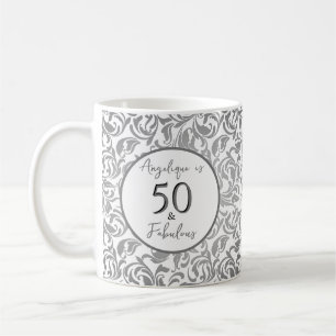 50 & Fabulous Decorative Silver Floral Muster Kaffeetasse