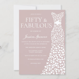 50 & Fabulous! Dusty Pink & White 50. Geburtstag Einladung