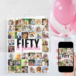 50 & Fabulous Editable Big Foto Collage Geburtstag Karte
