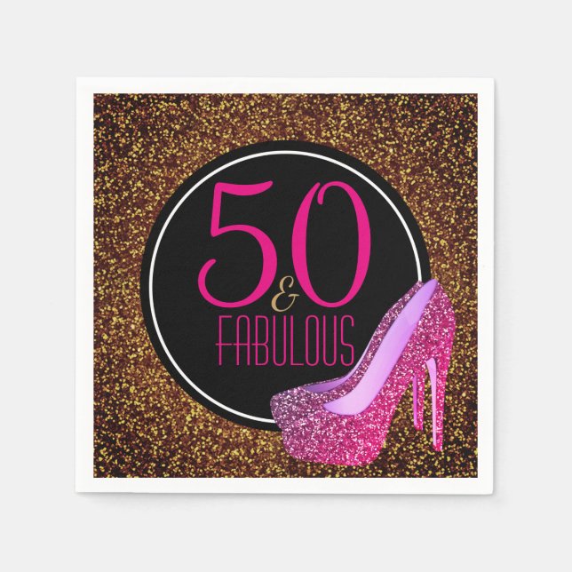 50 & Fabulous | Elegant 50. Geburtstag High Heels Serviette (Vorderseite)