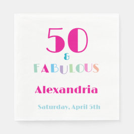 50 & Fabulous Farbige moderne Geburtstagsfeier Serviette
