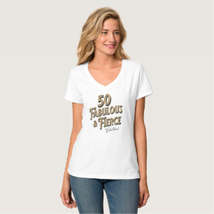 50 Fabulous Fierce Black & Gold Geburtstag T-Shirt