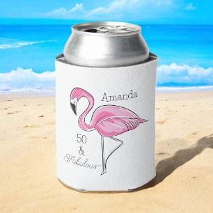50 & Fabulous Flamingo Geburtstag / Rosa Flamingo Dosenkühler