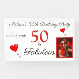50 & Fabulous Foto Name & Datum 50. Geburtstag hin Banner