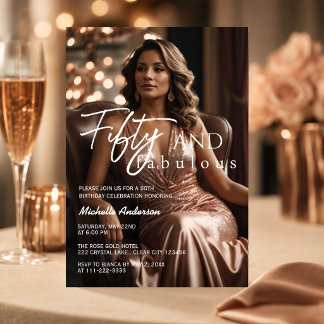 50 & Fabulous Foto Rose Gold 50. Geburtstag Einladung