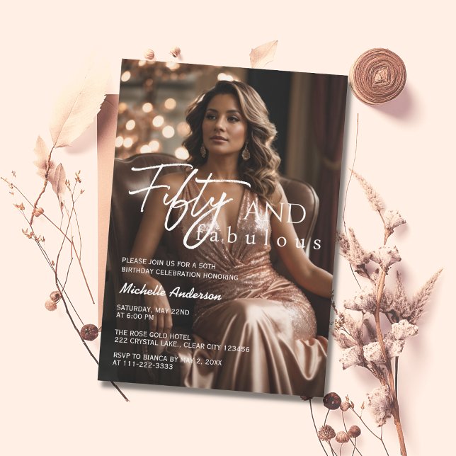 50 & Fabulous Foto Rose Gold 50. Geburtstag Einladung (Von Creator hochgeladen)