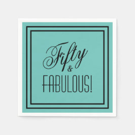 50 & FABULOUS! Geburtstag Aquamarin und schwarz gr Serviette