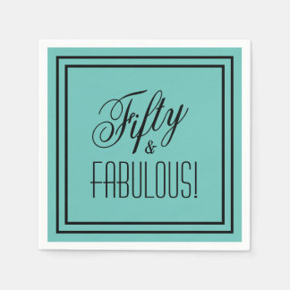 50 & FABULOUS! Geburtstag Aquamarin und schwarz gr Serviette