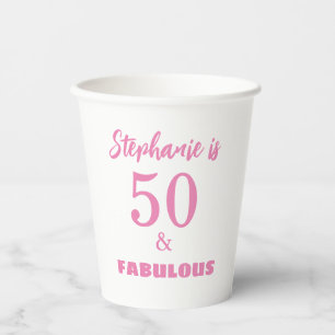 50 Fabulous Geburtstag Custom Color Name Monogram Pappbecher