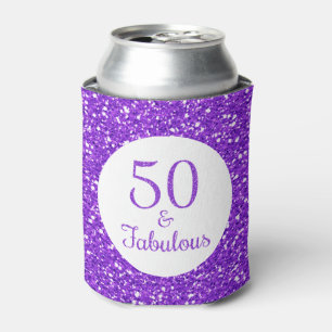 50 & Fabulous Geburtstag Funkelnd Lila Glitzer Dosenkühler