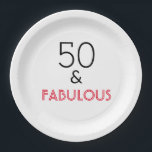 50 & Fabulous Geburtstag Pappteller<br><div class="desc">50 & fabelhafte stilvolle Geburtstagszeitung-Teller für eine tolle Geburtstagsfeier. Dieses Design kann auf jedem Zazzle-Produkt verwendet werden,  um Ihre Geburtstagsfeier abzuschließen. Ihr Party wird mit allen liebevoll angepassten Produkten von Zazzle besonders attraktiv sein.</div>