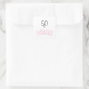 50 & Fabulous Geburtstag Quadratischer Aufkleber