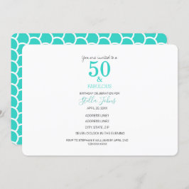 50 & Fabulous Geburtstag Türkis Meerjungfrau Stran Einladung
