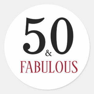 50 & Fabulous Geburtstag   Typografie 50. Geburtst Runder Aufkleber