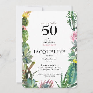50. & Fabulous Geburtstagsfeier Einladung