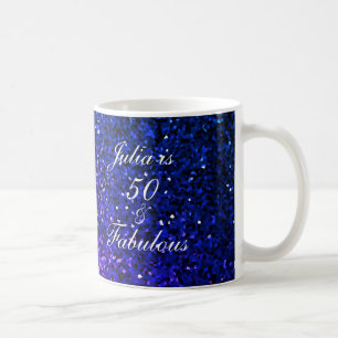 50 Fabulous Geburtstagsgeschenk Gefallen Blau Glit Kaffeetasse