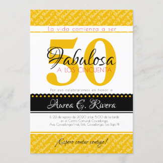 50 & Fabulous gelb Spanisch / Fabulosa amarillo Einladung
