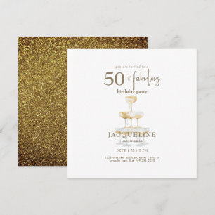 50 & Fabulous Glam Gold Quadratische Geburtstagsfe