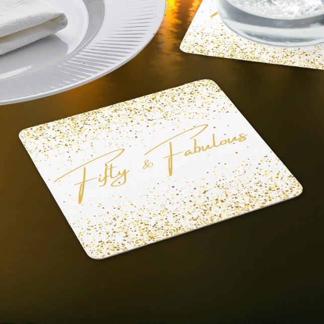 50 & Fabulous Glitzer Geburtstagsparty Rechteckiger Pappuntersetzer (Von Creator hochgeladen)