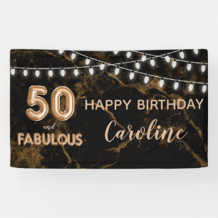 50 & Fabulous Gold Black Balloon Beleuchtung Gebur Banner