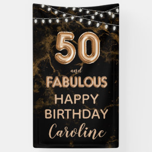 50 & Fabulous Gold & Black Birthday Vertikal Banner