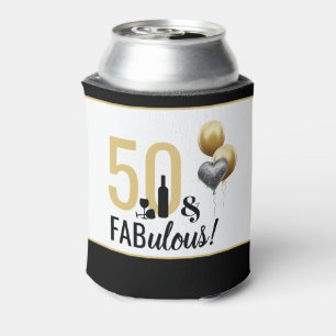50 & Fabulous Gold & Black Modern Geburtstag Dosenkühler