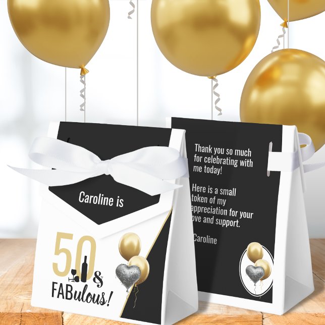 50 & Fabulous Gold & Black Modern Geburtstag Geschenkschachtel (Von Creator hochgeladen)