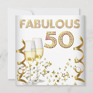 50 fabulous Gold Champagne Geburtstagsparty Einladung