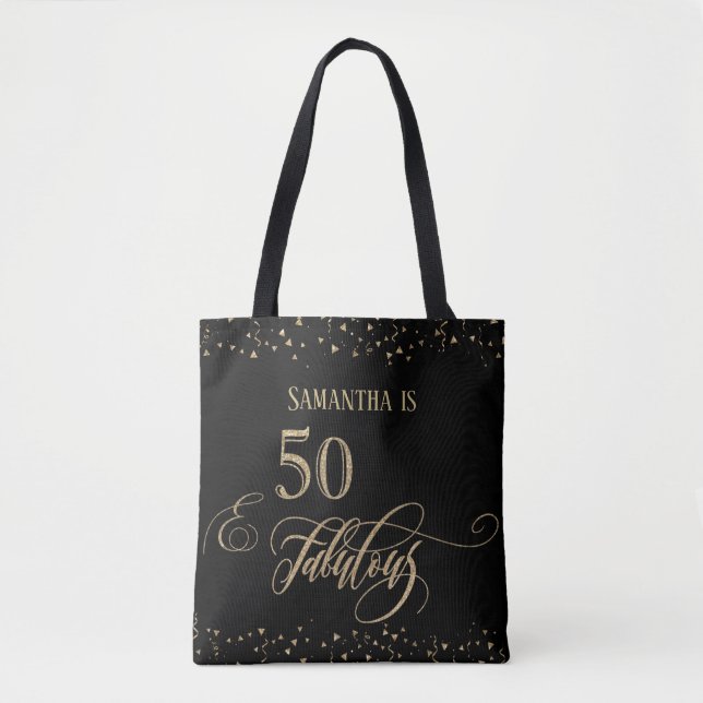 50 & Fabulous Gold Glitzer Confetti, Black (Vorderseite)