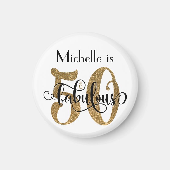 50 & Fabulous Gold Glitzer Typografie Geburtstag Magnet (Vorne)