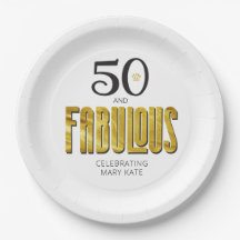 50 Fabulous Gold Schwarz Moderne Chic Paper Plate
