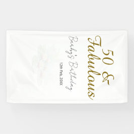 50 & fabulous golden water lotus lily watercolor  banner