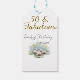 50 & fabulous golden water lotus lily watercolor  geschenkanhänger