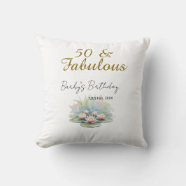 50 & fabulous golden water lotus lily watercolor  kissen