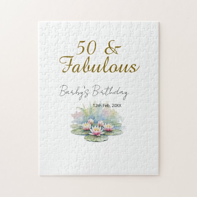 50 & fabulous golden water lotus lily watercolor  puzzle (Vertikal)