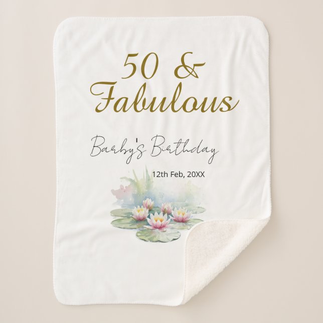 50 & fabulous golden water lotus lily watercolor  sherpadecke (Vorderseite)