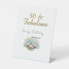 50 & fabulous golden water lotus lily watercolor  sockelschild